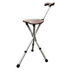 Cane seat tripod height adjustable walking stick